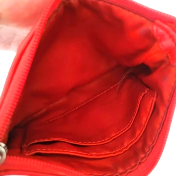 Coach Fabric Wristlet Canvas and Leather Khaki and Red 6"W x 4"H - Picture 3 of 7